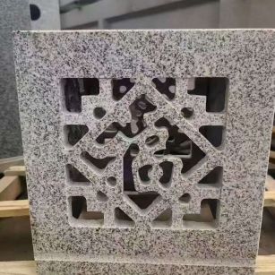 来宾 芝麻白花岗岩镂空雕花灯笼