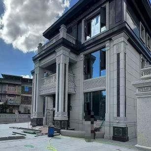 来宾 别墅干挂，芝麻白与芝麻黑完美配合