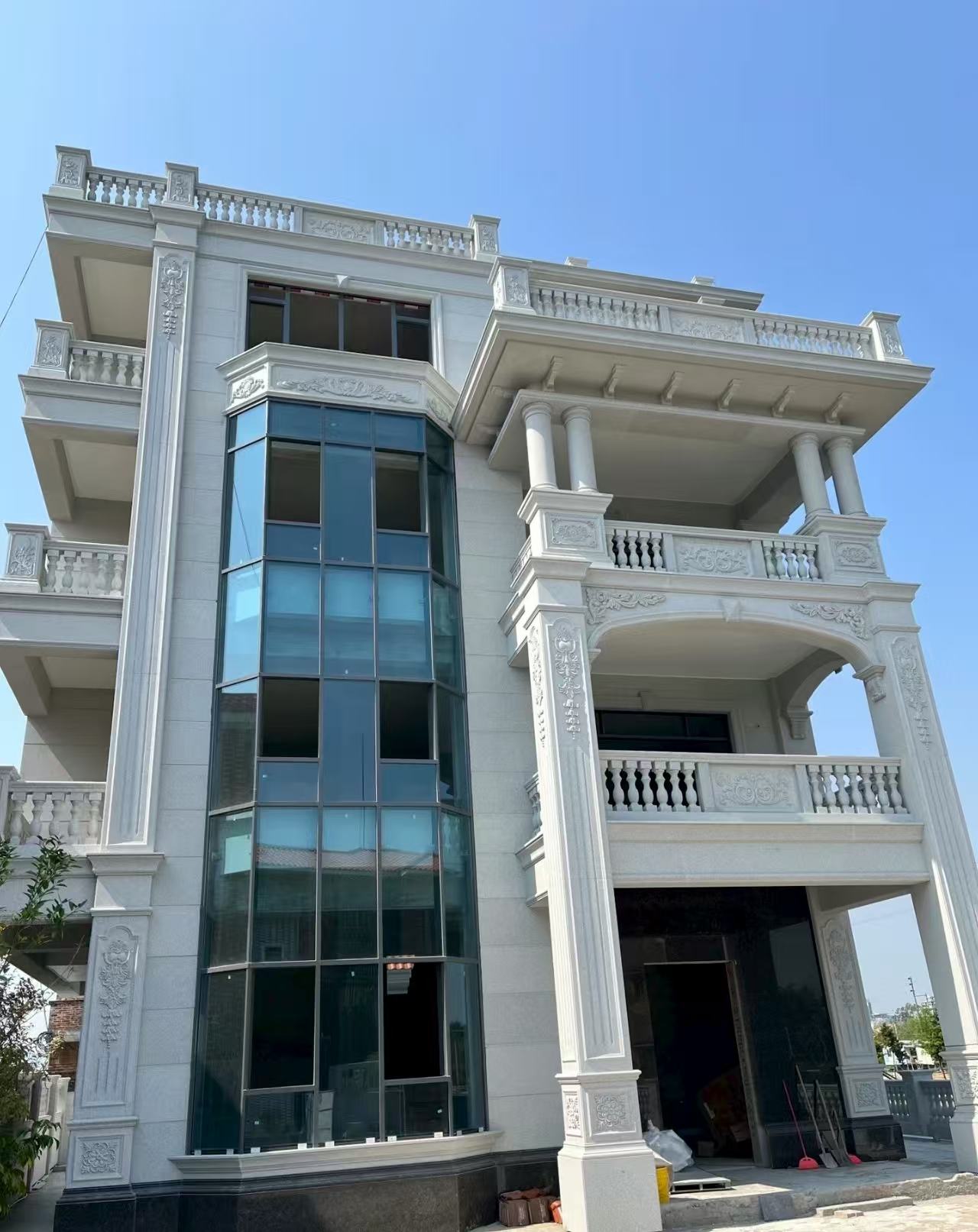 来宾 芝麻白花岗岩别墅外墙干挂效果展示